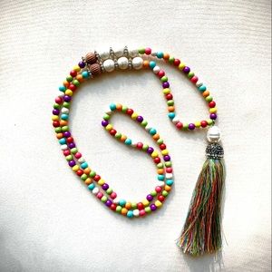 Multicolor Mala Necklace with Tassel